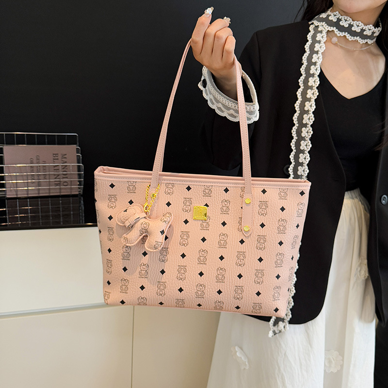 Cross border retro large capacity tote bag for women, 2026 new trendy commuting basket bag, fashionable shoulder bag