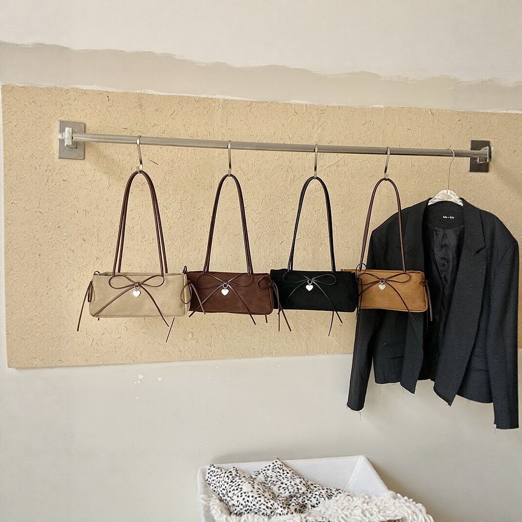 Bags2026 New Retro Bow Underarm Bag for Women, High Grade, Suede Handheld Shoulder Bag, Cross border Women's Bag