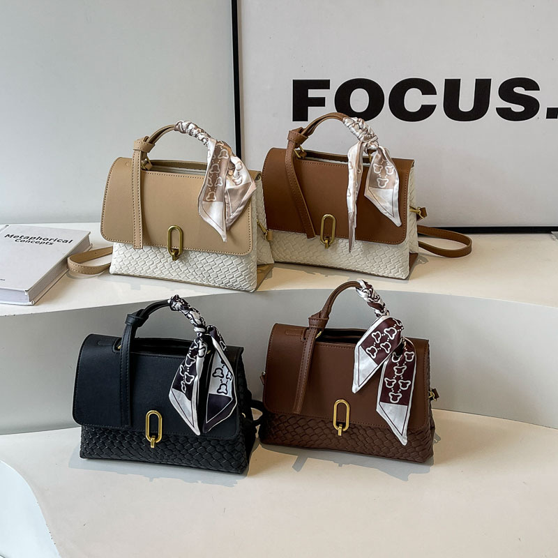 Bags2024 woven new women's bag light luxury simple scarf handbag contrasting color simple cross-border foreign trade crossbody bag