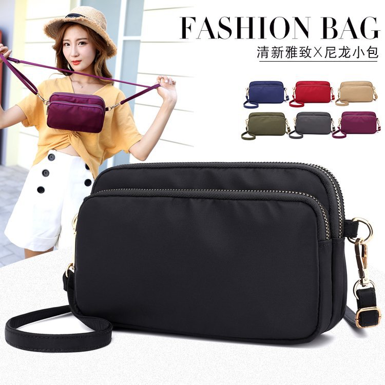 Nylon cloth bag, multi-layer hand-held bag, summer small bag, women's Oxford cloth crossbody shoulder bag, women's simple, lightweight, waterproof