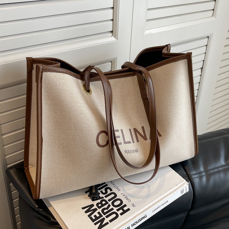 Canvas bag for women, large capacity 2026 new trendy, fashionable, versatile, high-end sense, shoulder bag, class commuting tote bag