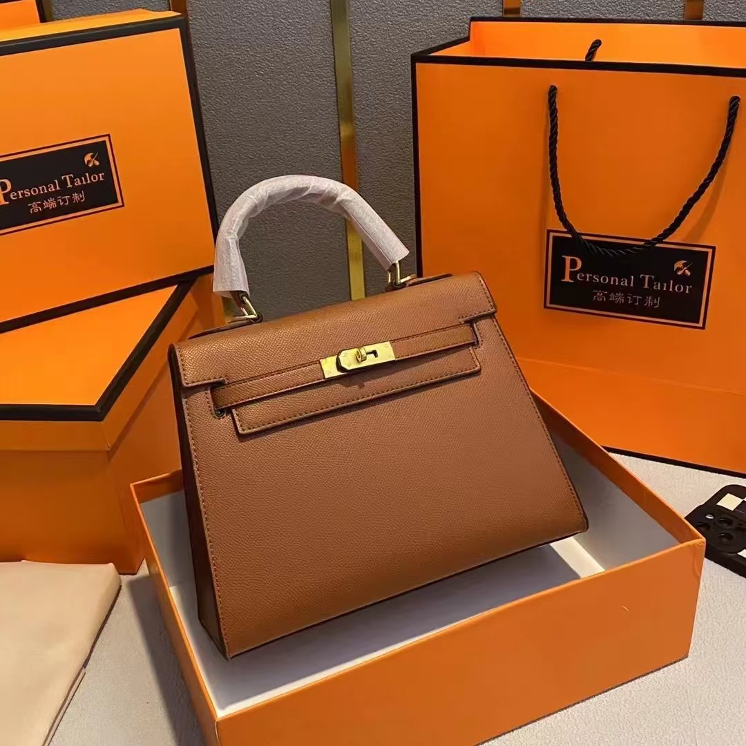Made of genuine leather, second-generation mini Kelly bag for women 2023, new high-end, light luxury women's bag, versatile single shoulder crossbody small bag