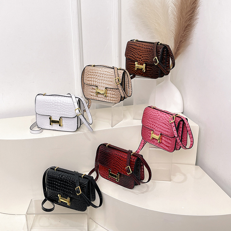 Crocodile Pattern H Home Women's Bag 2025 New Fashionable Versatile Handbag Single Shoulder Cross Shoulder Women's Bag Premium Texture Bag