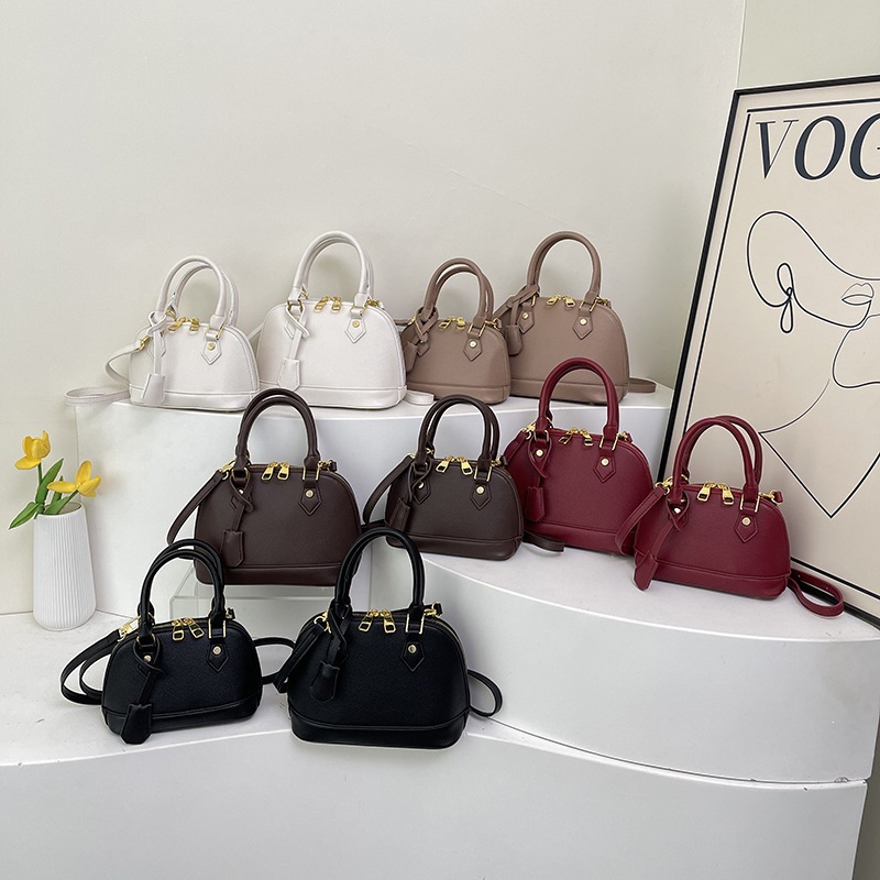 Cross border handbag for women, new fashionable retro lychee pattern handbag, trendy western-style one shoulder crossbody shell bag