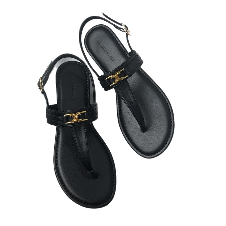 Black cool shoes for women in the summer of 2026, small fragrance style flat shoes, clip toe shoes, flip flops for wearing, slippers Black cool shoes for women in the summer of 2026, small fragrance style flat shoes, clip toe shoes, flip flops for wearing, slippers