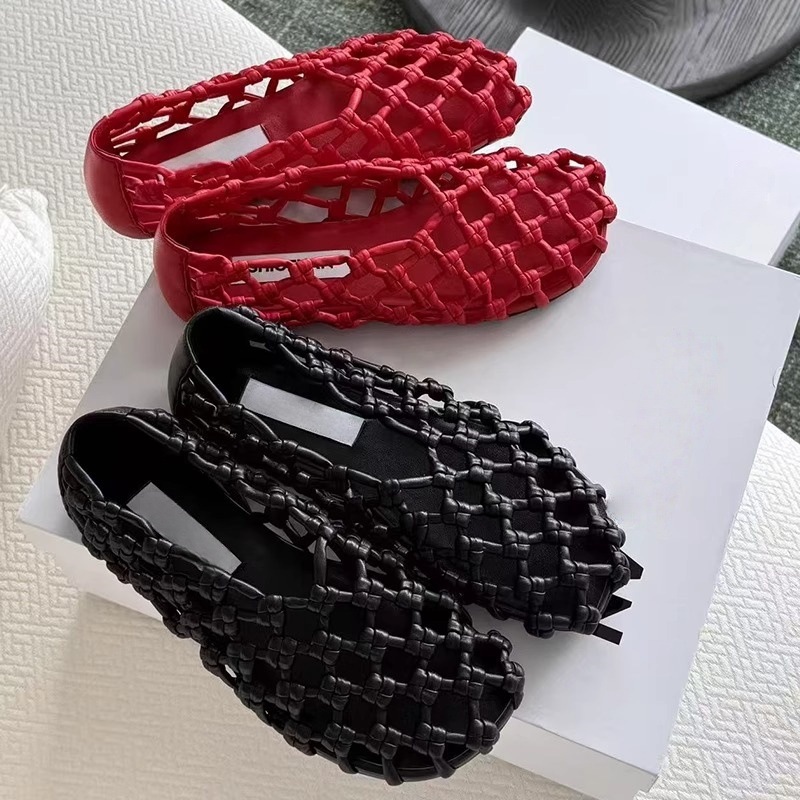 Lazy single shoe trend 2026 summer new fashionable and versatile one foot casual woven fishing net rope knot mesh shoes for women