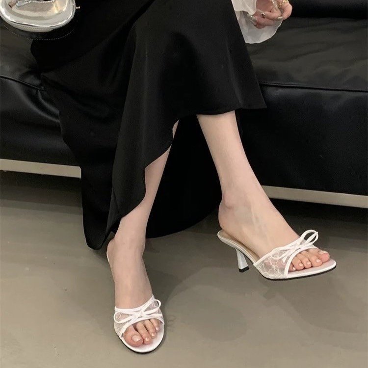 ZA's same bow tie slim heel sandals for women in the summer of 2026, new mesh breathable high heels with exposed toes, cool shoes ZA's same bow tie slim heel sandals for women in the summer of 2026, new mesh breathable high heels with exposed toes, cool shoes