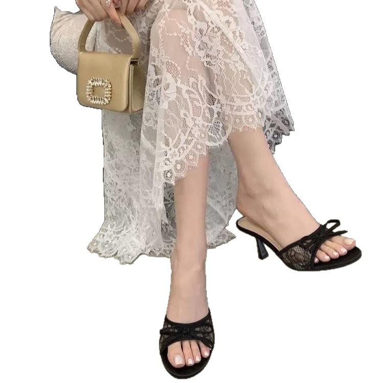 ZA's same bow tie slim heel sandals for women in the summer of 2026, new mesh breathable high heels with exposed toes, cool shoes ZA's same bow tie slim heel sandals for women in the summer of 2026, new mesh breathable high heels with exposed toes, cool shoes