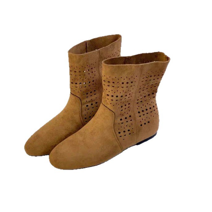 Retro hollowed out carved inside height increasing short boots for women, 2026 summer and autumn new fashion versatile western boots, flat bottomed cool boots Retro hollowed out carved inside height increasing short boots for women, 2026 summer and autumn new fashion versatile western boots, flat bottomed cool boots