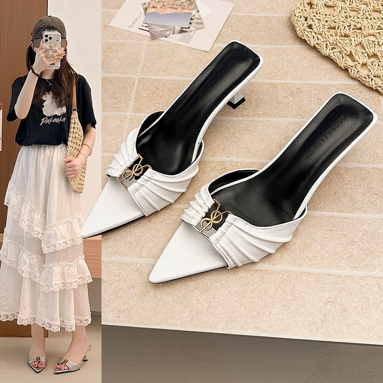 Fish mouth slippers women's shoes 2026 summer new style open toe pointed thin heel European and American style cross-border foreign trade high heels wholesale